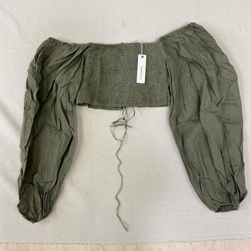 Ovianca olive green off-the-shoulder crop top - Picture 2 of 4